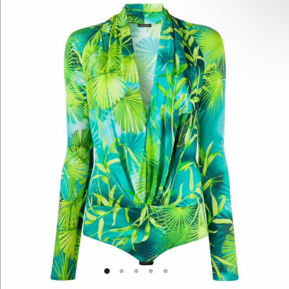 COPY - Rare Versace jungle bodysuit. Blouse version of dress Jlo wore to the Gr…